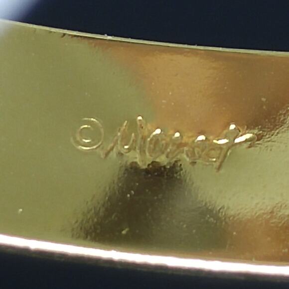 Vintage Monet Gold Plated Bangle Bracelet, 1960s Vintage Jewelry - Picture 3 of 10